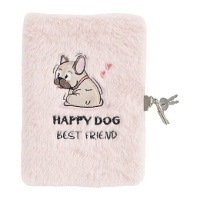 Diario de perro con candado de peluche rosa de 13 x 19 cm - 1 unidad