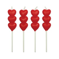 Velas de corazones rojos - PME - 8 unidades