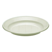 Plato de 20,5 cm redondo de poliestireno crema - 12 unidades