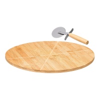 Plato de 35 cm de pizza de bambú con corta pizza
