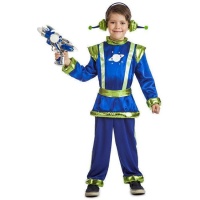 Disfraz de extraterrestre azul con antenas para niño