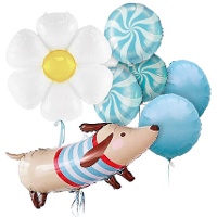 Bouquet globos perro y flor