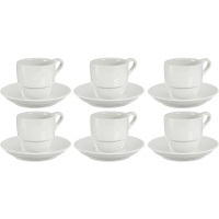 Taza de 200 ml de café de porcelana blanca con plato - 6 servicios