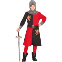 Disfraz de rey medieval rojo y negro para niño