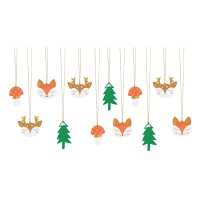 Etiquetas decorativas de Navidad de Winter Forest para regalos - 12 unidades