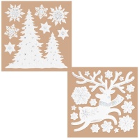 Decoración adhesiva para ventana de Navidad blancas de 18 x 23 cm - 1 lámina