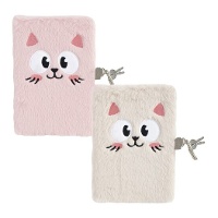 Diario de gato con candado de peluche de 13,5 x 16 cm - 1 unidad