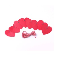Etiquetas corazones rojos de 5,5 x 5,5 cm - 8 unidades