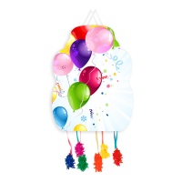 Piñata de fiesta con globos multicolor de 33 x 46 cm