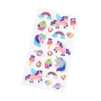 Pegatinas 3D de unicornio rosa - 21 piezas