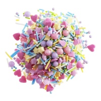 Sprinkles mix de colores de corazones y estrellas de 56 gr - Dekora