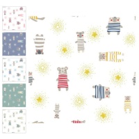 Tela piqué de algodón Pijama Bear - Indigo