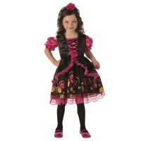 Disfraz de Catrina rosa y negro para niña