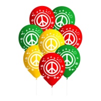 Globos de látex de Hippie de 27 cm - 8 unidades