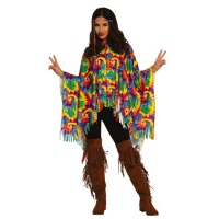 Poncho hippie colorido para adulta