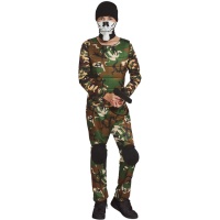 Disfraz de militar con braga de esqueleto juvenil