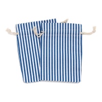 Bolsas de algodón a rayas azules para regalo de 15 cm - 2 unidades