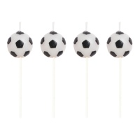 Velas de fútbol con forma de medio balón - 4 unidades