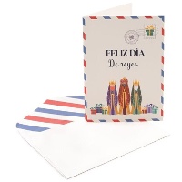 Tarjeta de felicitación navideña con Reyes Magos - 1 unidad