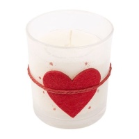 Vela aromática de 10 cm de corazón con vaso - DCasa