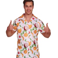 Camisa disfraz de hawaiano con frutas para hombre