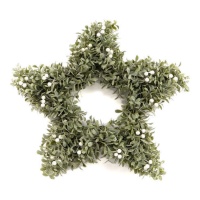Corona de Navidad de bayas blancas con forma de estrella de 50 x 7 cm
