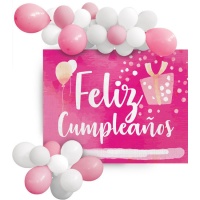 Kit de globos y cartel de Feliz cumpleaños