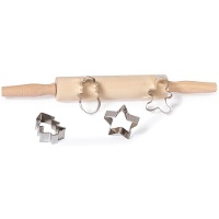Rodillo de madera con cortadores navideños
