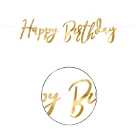 Guirnalda Happy Birthday dorada de 2 m