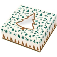 Caja para roscón de Reyes con árbol de Navidad de 24 x 7,5 cm - Pastkolor