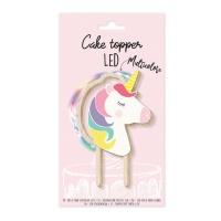 Topper para tarta de madera con luces led de Unicornio - Scrapcooking