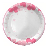 Platos de corazones y fondo blanco de 18 cm - 8 unidades