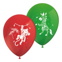 Globos de látex de animales selva party de 30 cm - 8 unidades