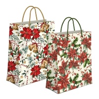 Bolsa regalo de 23 x 18 x 10 cm de flor de Navidad - 1 unidad