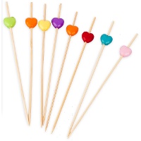 Brochetas de 12 cm con corazones de colores - 20 unidades