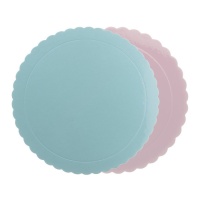 Base para tarta redonda de 25 x 25 x 0,3 cm azul y rosa - Dekora