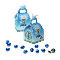 Cajas de comunión azul con almendras recubiertas de chocolate de 35 gr - Tukán - 1 unidad