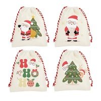 Bolsa regalo de 15 x 12 x 1 cm de Papá Noel feliz - 1 unidad