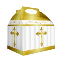 Caja de cartón de Primera Comunión dorada - 12 unidades