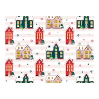 Caja para dulces de casas navideñas de 18 x 13,5 x 7,5 cm