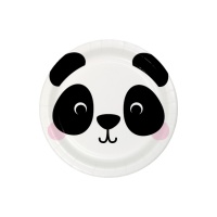 Platos de Oso Panda de 22 cm - 8 unidades