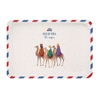 Bandejas de 34 x 25 cm de cartón de Reyes Magos blanco - 2 unidades