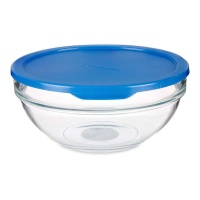 Tupper de 1135 ml de cristal redonda con tapa azul