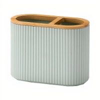 Portacepillos de dientes de bambú doble