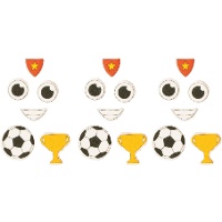 Decoración de azúcar 2D para cupcakes de Fútbol - 24 piezas
