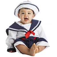 Disfraz de marinero naval con lazo rojo para bebé