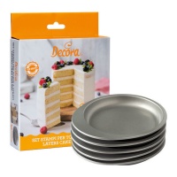 Moldes redondos para layer cake de acero de 18 x 18 x 3,5 cm - Decora - 5 unidades