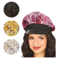 Gorra de lentejuelas con visera