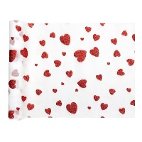 Camino de mesa de 28 cm de corazones rojos - 3 m