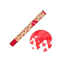 Cañón de confeti con pétalos y corazones rojos de 80 cm